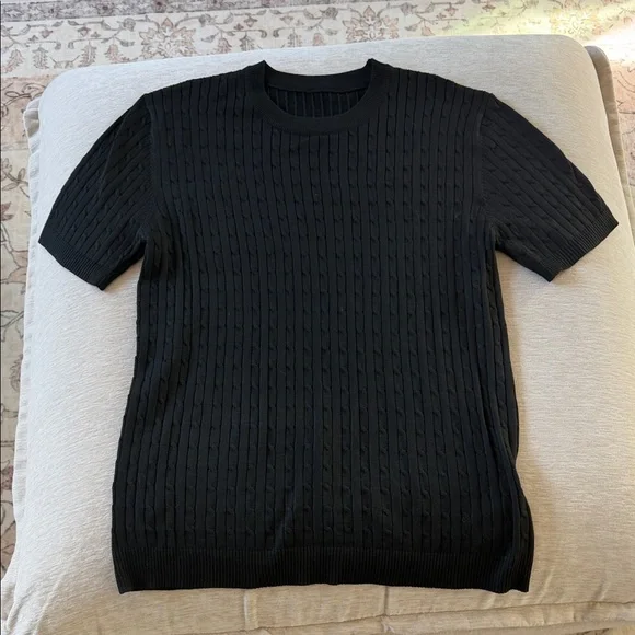 Boohoo Mens Black Cable Knit Shirt - Picture 1 of 2